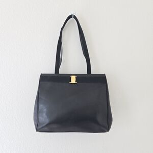 Salvatore Ferragamo Vala Women’s Black Leather Authentic Tote Bag Timeless Style